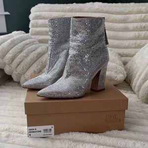 Steve Madden Glittering Silver Heeled Boots